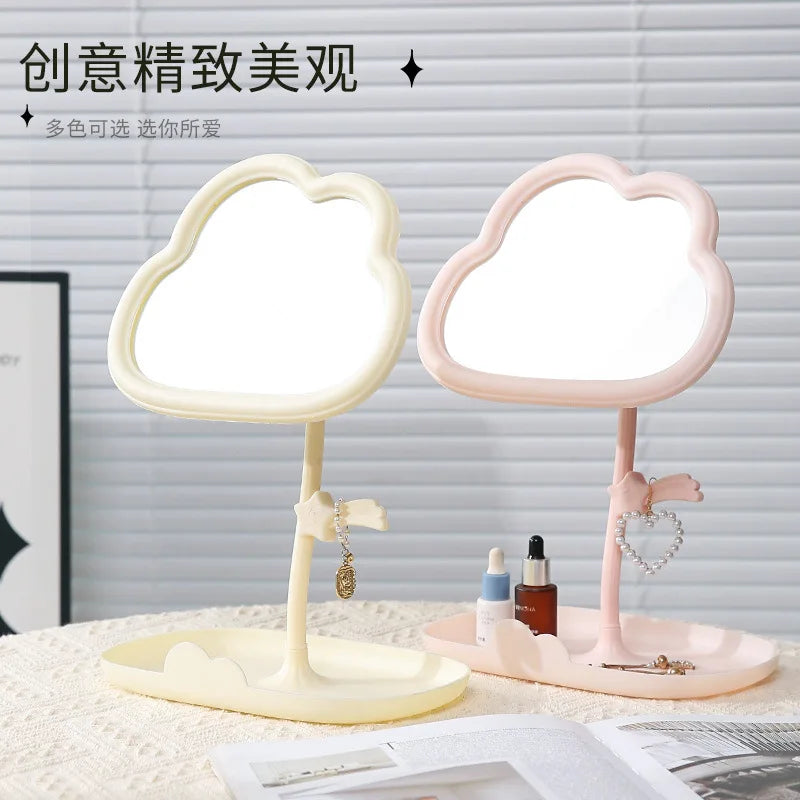 Cloud-Shaped Vanity Mirror with Storage Tray | Desktop Makeup Vanity Mirror QXL