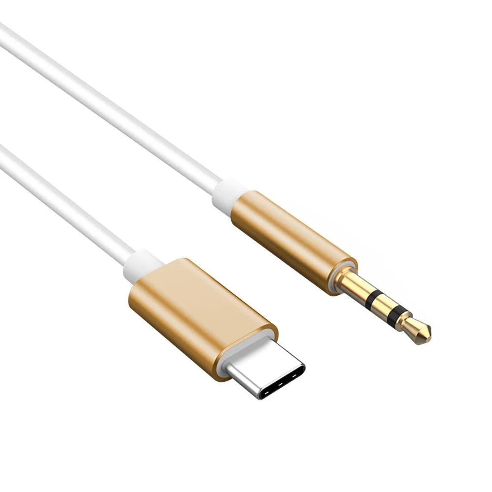 USB-C to 3.5mm DAC Adapter Cable | Car Stereo & Headset USB-C Audio Adapter QXL TPE gold 1m