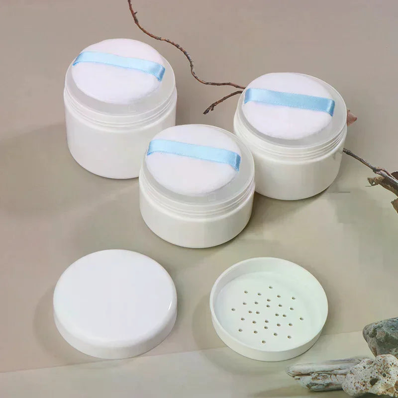 Empty Loose Powder Case with Puff & Sifter | 200–300g Powder Dispenser Case QXL
