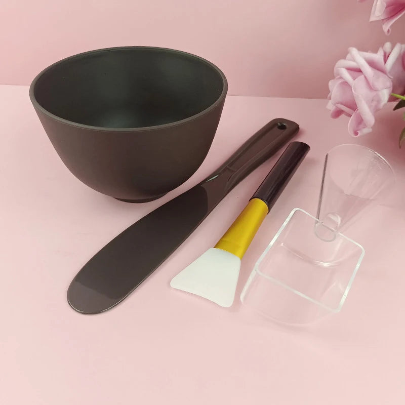 Face Mask Mixing Bowl Kit | Brush, Spatula & Spoon Set Face Mask Tool Kit QXL 4Pcs Black