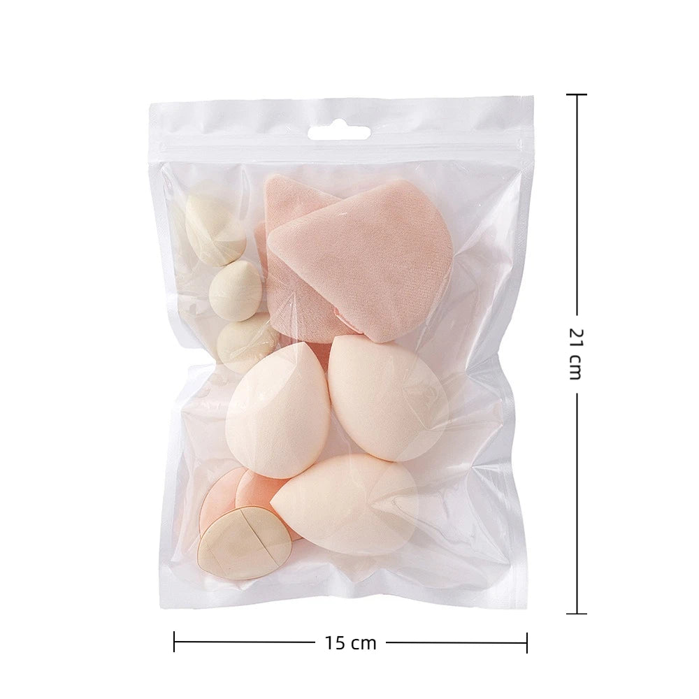 12-Piece Makeup Sponge Set | 4 Shapes, Dry & Wet Cosmetic Puffs Makeup Sponge Set QXL
