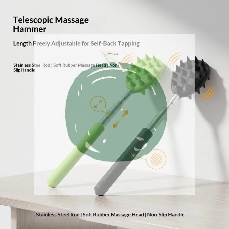 Telescopic Back Massage Stick | Silicone Spikes Extendable Rod Manual Massage Stick QXL