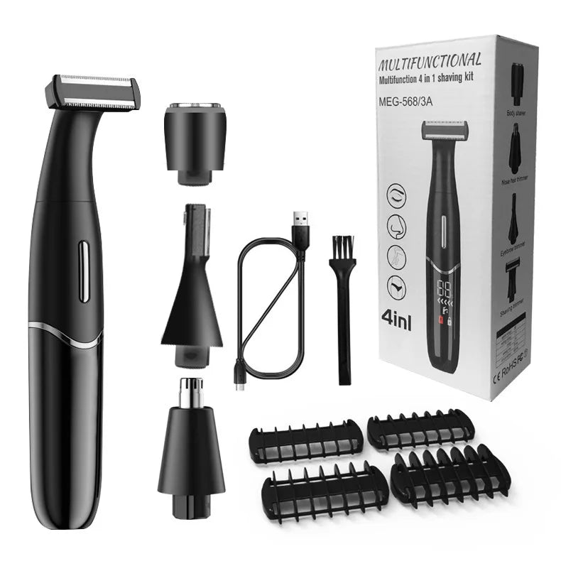 4-in-1 Rechargeable Women's Electric Shaver & Bikini Trimmer Women's Electric Shaver QXL black 4 in 1