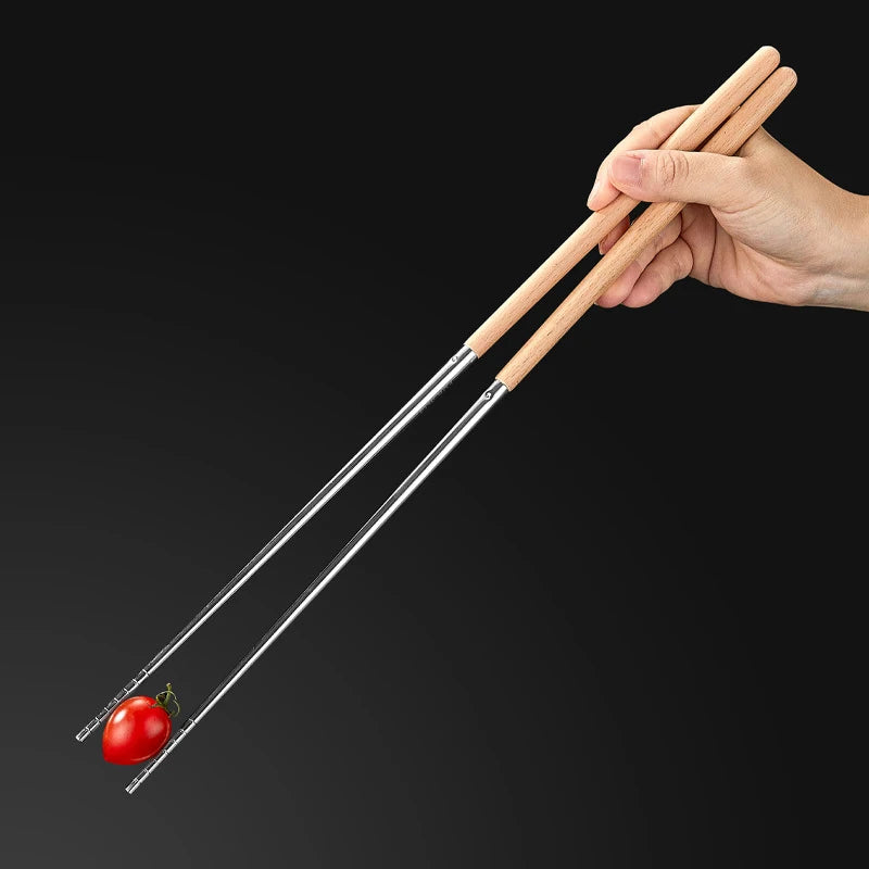 Long Stainless Steel Cooking Chopsticks | Reusable 40cm Pair Cooking Chopsticks QXL