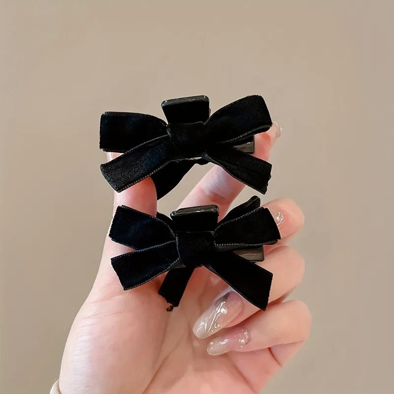 Black Velvet Bow Hair Claw Clips | 1/2/4/6-Pack Gift Set Hair Claw Clip QXL