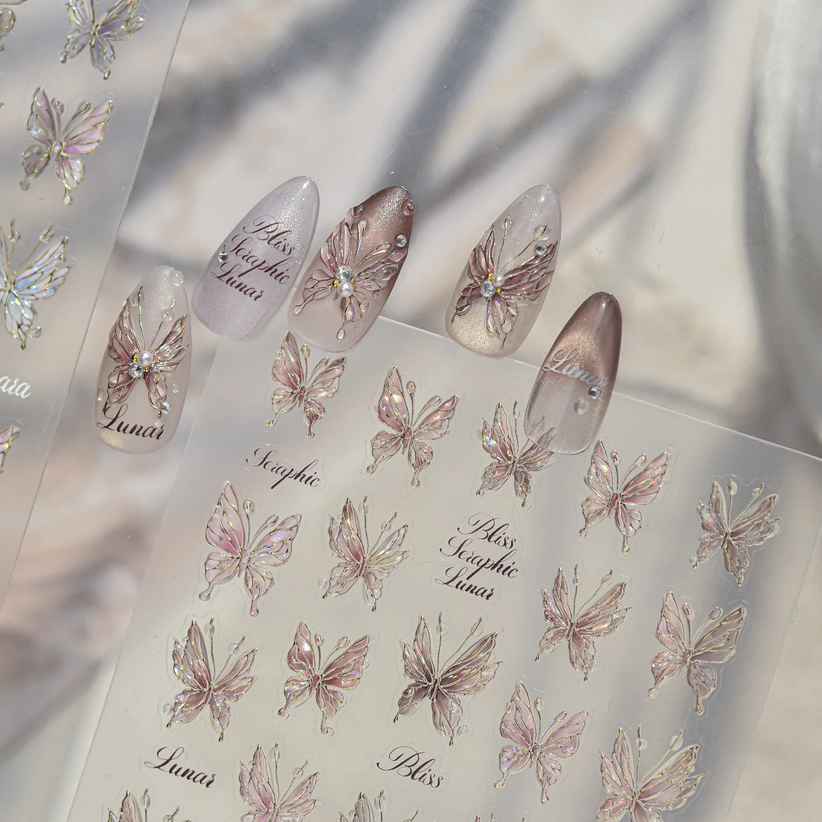 5D Iridescent Butterfly Nail Stickers | Self-Adhesive Decals Nail Art Stickers QXL