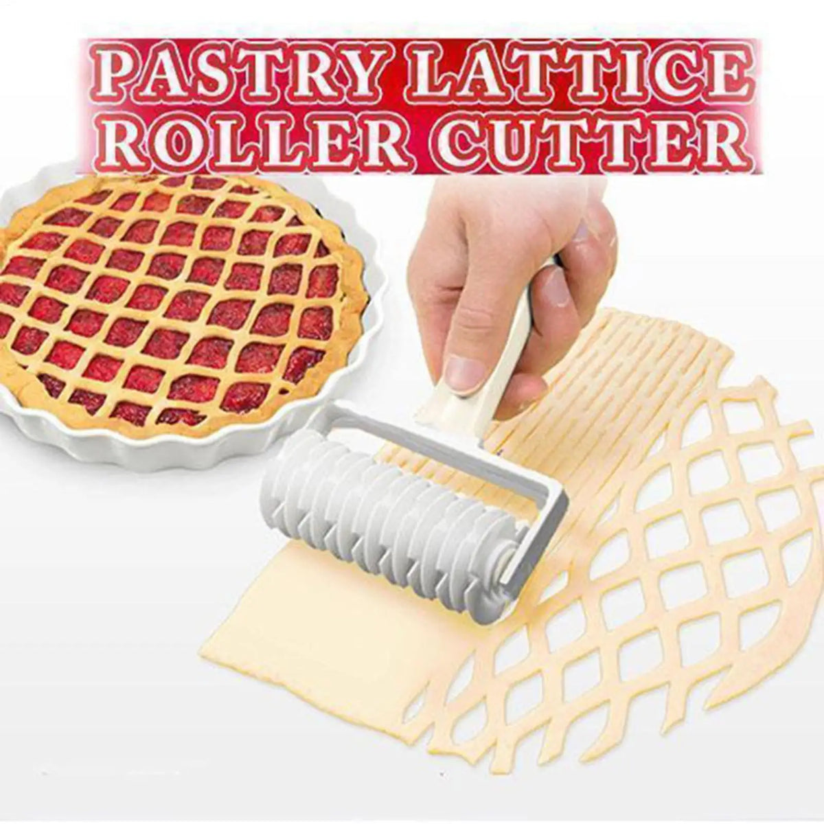 Lattice Pastry & Pizza Cutter Wheel | Pie Crust Roller Tool Pastry Cutter Wheel QXL