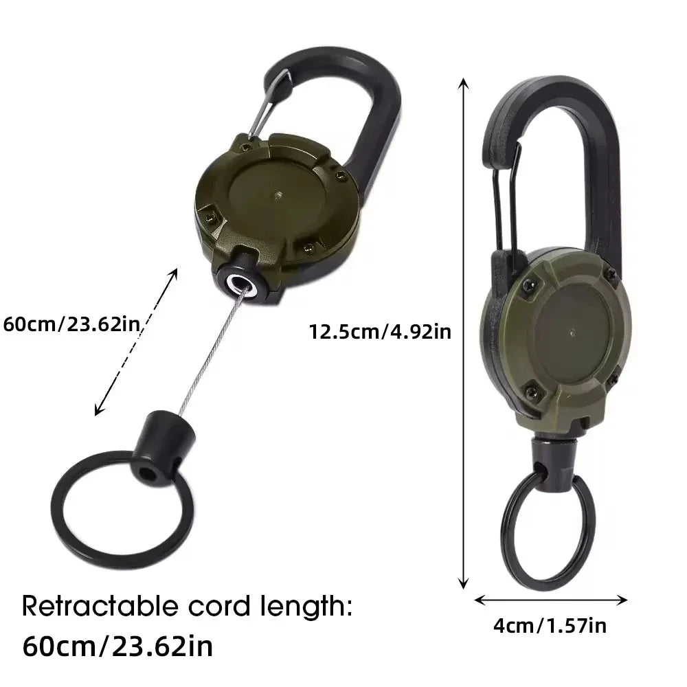 Retractable Carabiner Key Reel | Heavy-Duty Wire Rope Clip Retractable Key Reel QXL