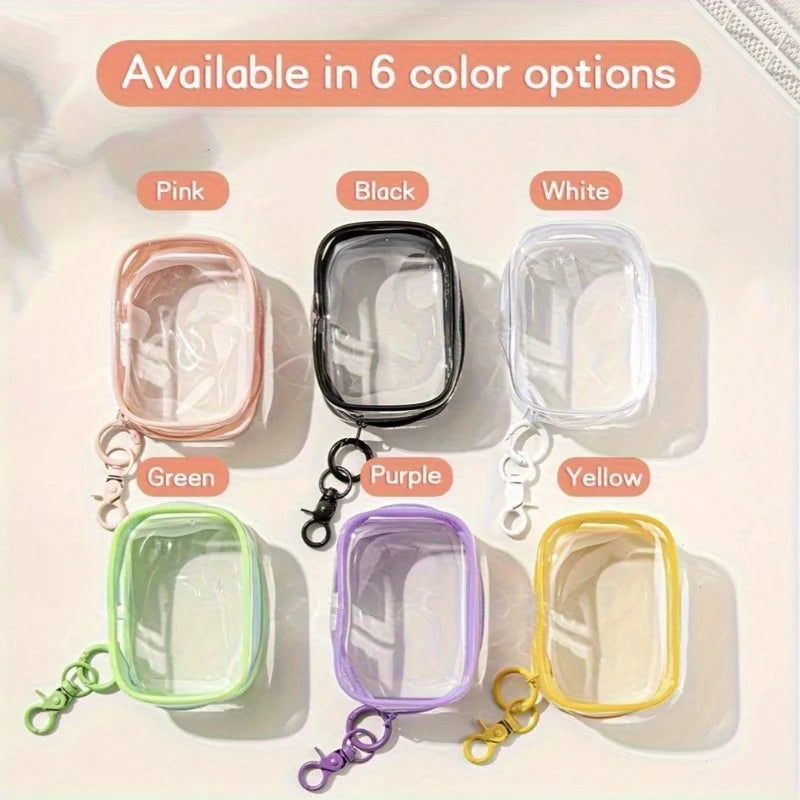 2-Pack Clear PVC Zipper Pouches | Candy-Color Mini Storage Bags Mini Zipper Pouch QXL