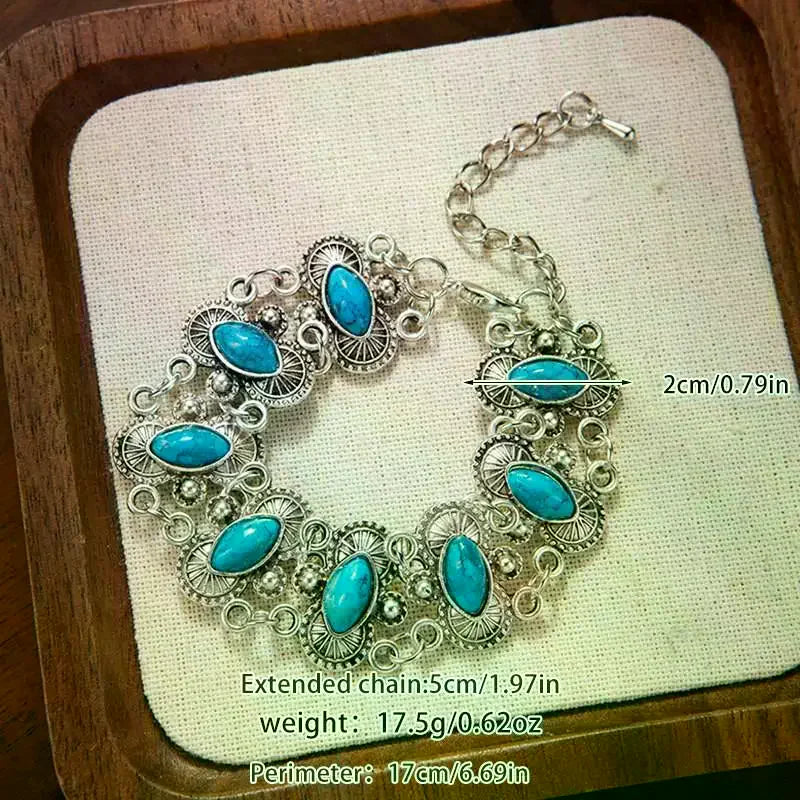 Vintage Bohemian Turquoise Bangle | Adjustable Women's Bracelet Bangle Bracelet QXL