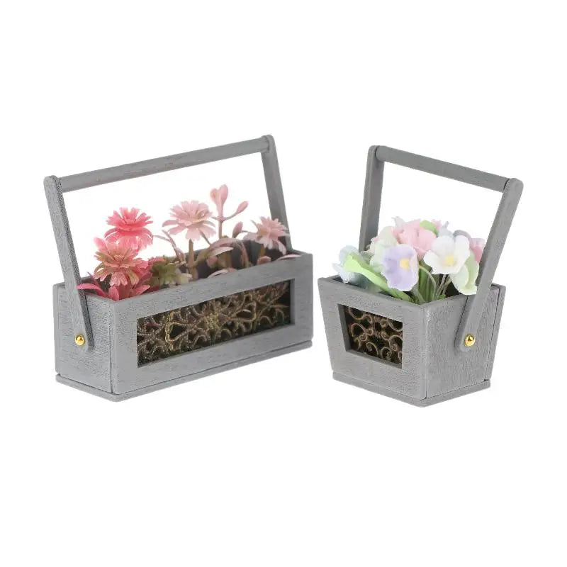 1:12 Scale Miniature Flower Basket | Dollhouse Floral Decor Dollhouse Miniature QXL