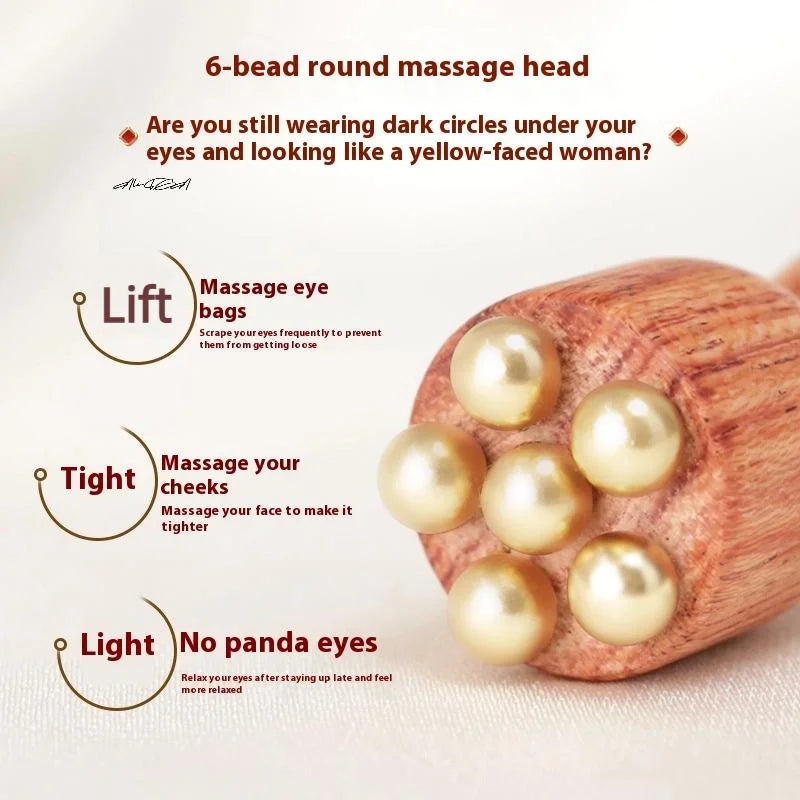 Brass & Rosewood Lotus Gua Sha Eye Massage Stick | Facial Tool Gua Sha Massage Tool QXL