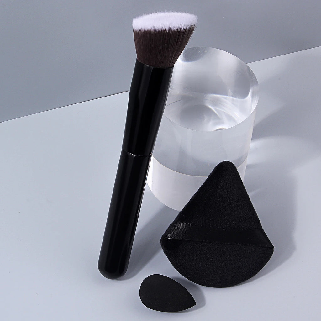 KOSSHOW 3-Pc Foundation Brush & Sponge Set | All-in-One Kit Makeup Brush Set QXL