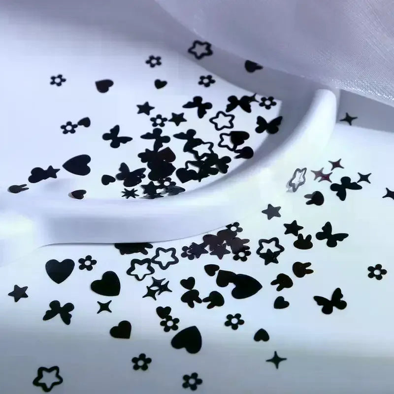 6-Grid Nail Glitter Sequins | Hearts, Butterflies & Stars Nail Glitter Sequins QXL