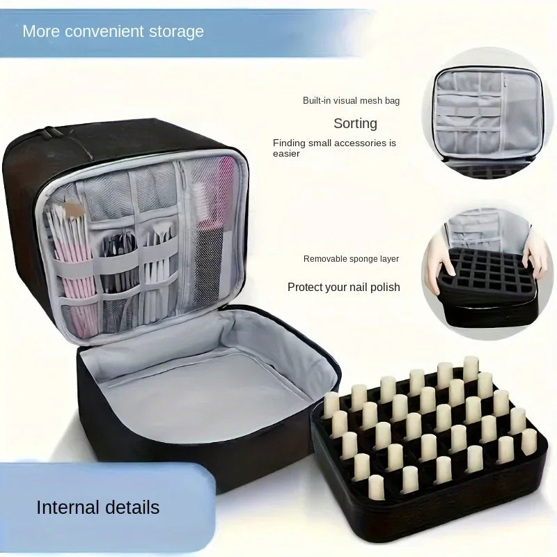 30-Compartment Double Layer Nail Polish & Cosmetic Storage Bag Nail Polish Storage Bag QXL