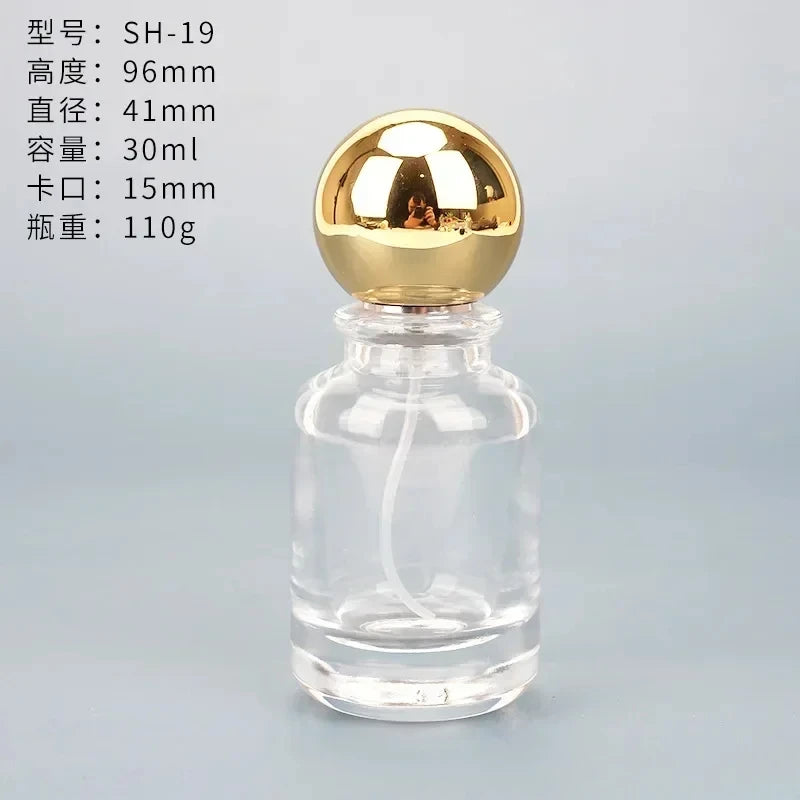 30–100ml Refillable Glass Perfume Spray Bottle | Spherical Cap Perfume Spray Bottle QXL Gold ball cap 30ml