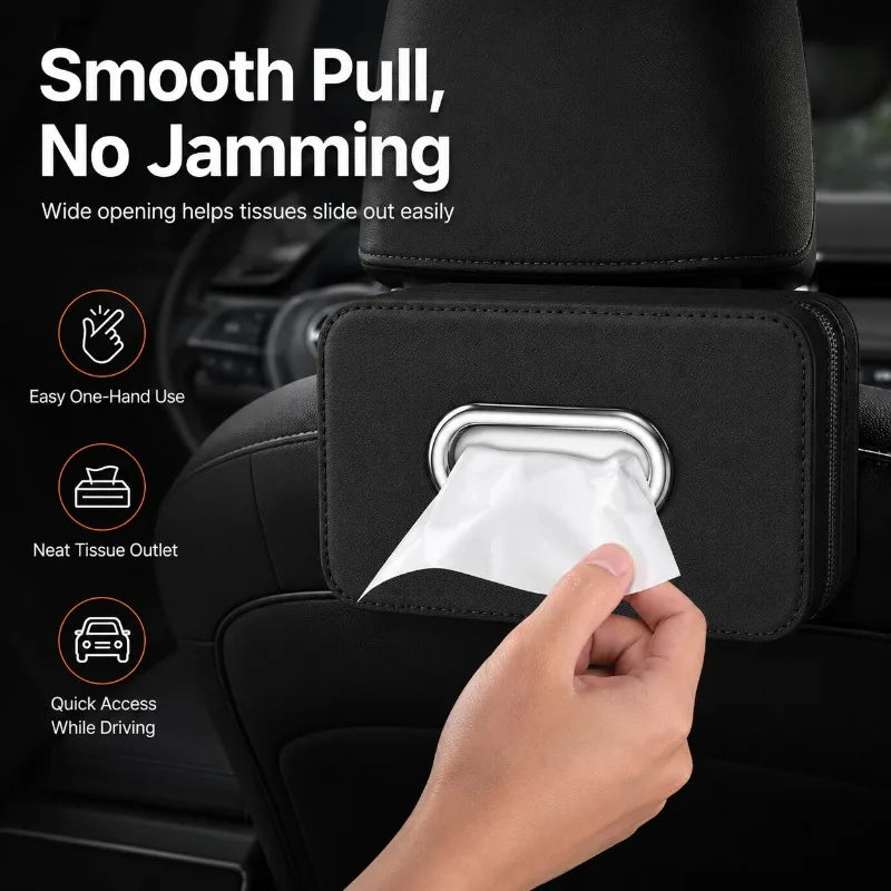 PU Leather Car Tissue Holder – Backseat, Armrest & Visor Car Tissue Holder QXL