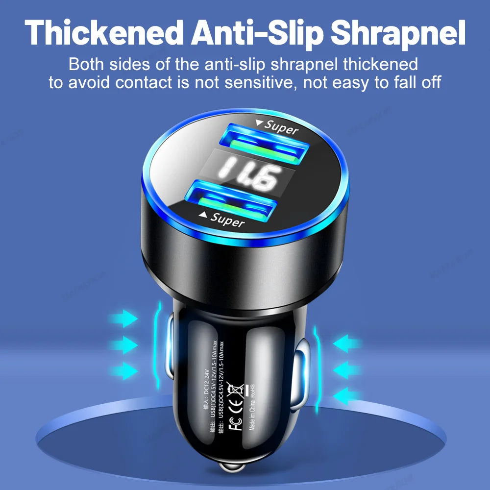Dual USB Car Charger 3.1A Fast Charging & Digital Display USB Car Charger QXL