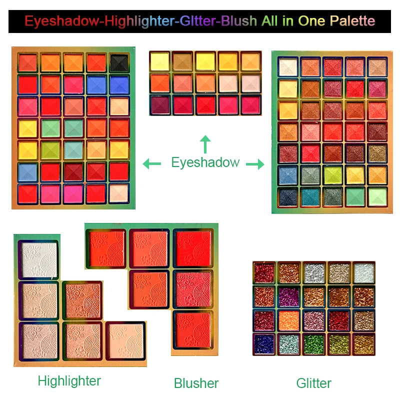 117-Color Foldable Eyeshadow Palette | Matte Shimmer Glitter Eyeshadow Palette QXL