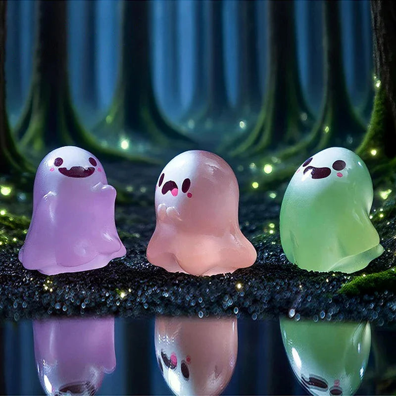 6-Pack Glow-in-the-Dark Halloween Ghost Resin Figurines Halloween Figurines QXL