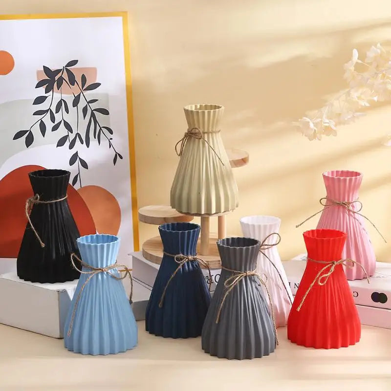 Origami Foldable Plastic Vase | Pleated Flower Holder Decor Decorative Flower Vase QXL