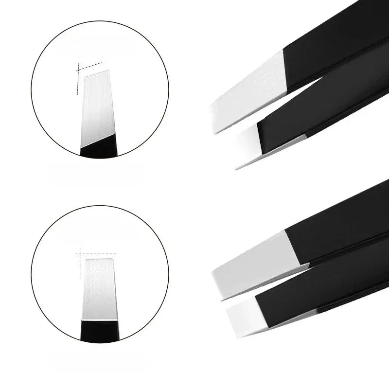 Black Stainless Steel Eyebrow Tweezer – Slant & Flat Tip Eyebrow Tweezer QXL