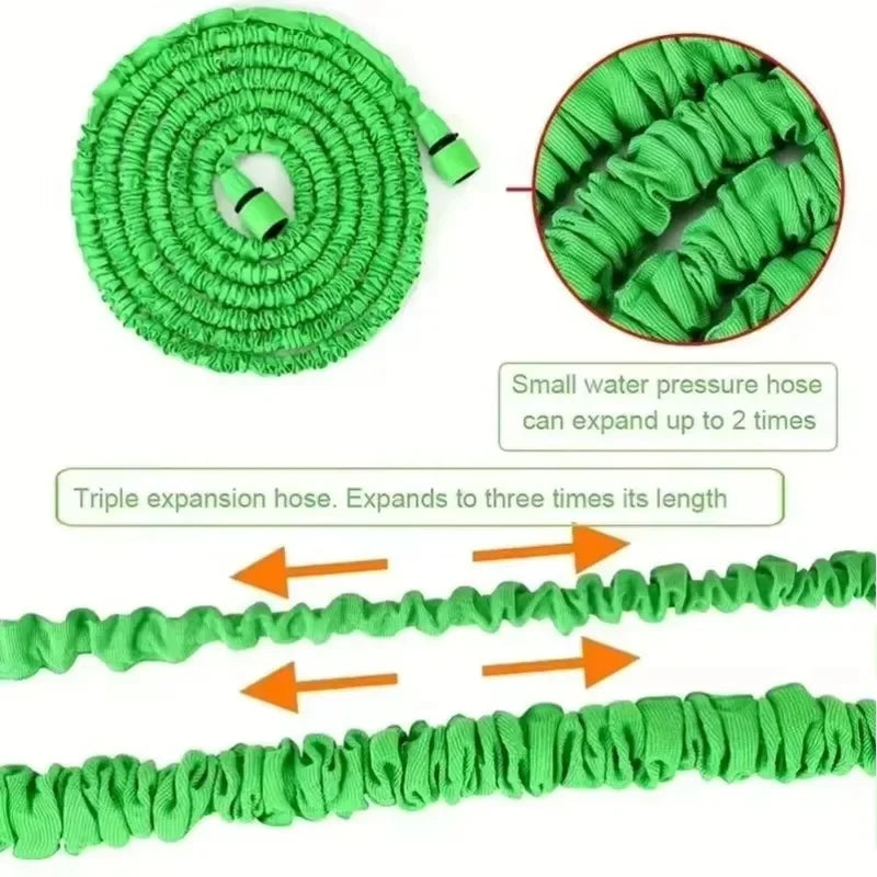 Retractable Expandable Garden Hose 25–200ft + Water Gun Nozzle Expandable Garden Hose QXL