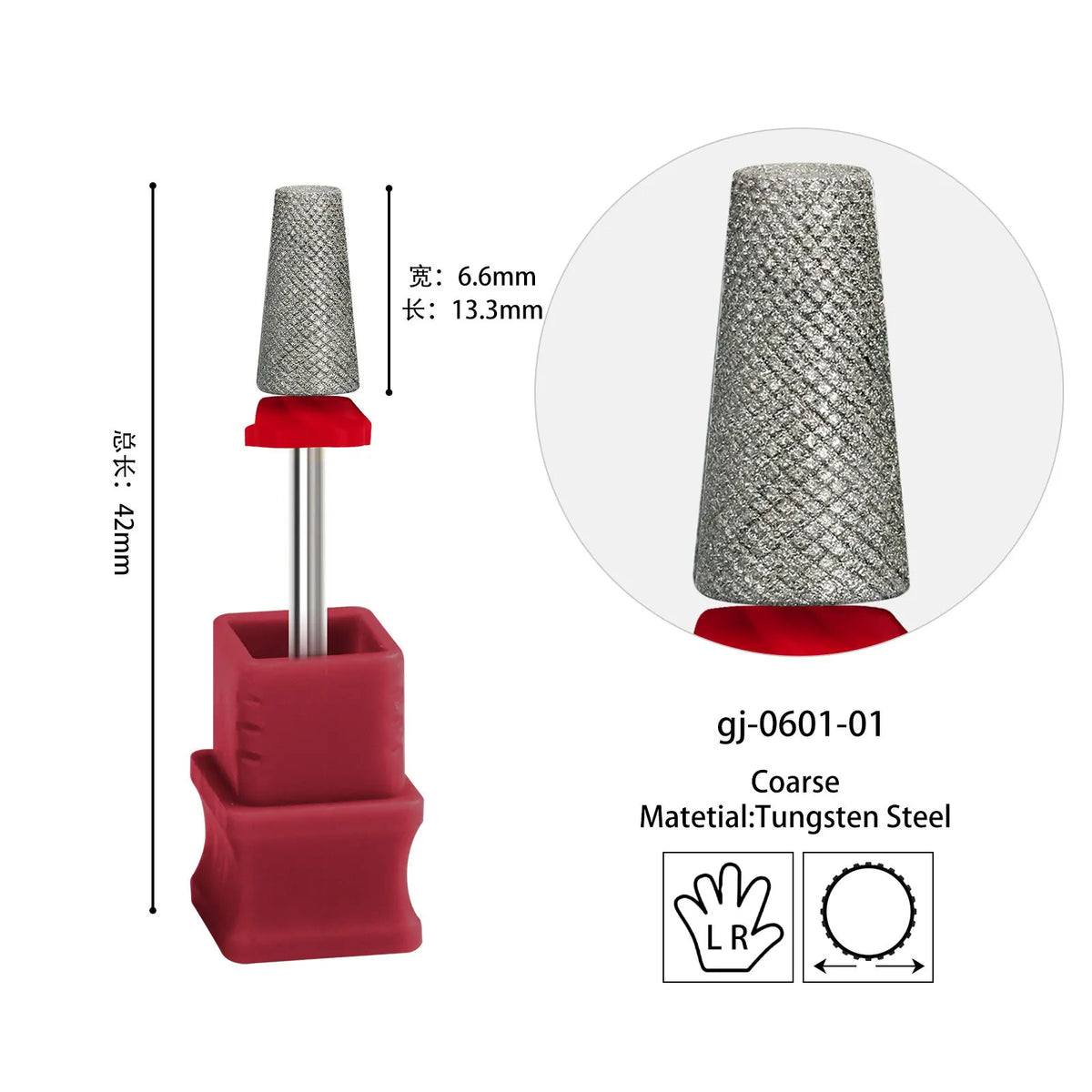 5-Pc Diamond & Tungsten Carbide Nail Drill Bits Set Nail Drill Bits QXL
