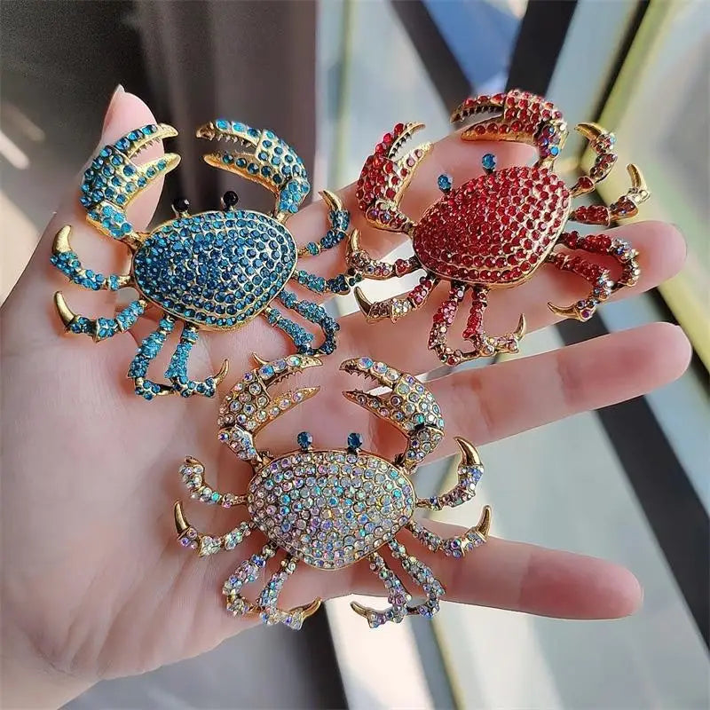 Rhinestone Crab Brooch Pin for Women | Animal Crystal Lapel Pin Brooch Pin QXL