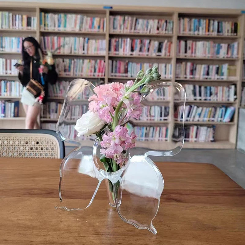 Clear Acrylic Butterfly Vase | 3D Home Décor Flower Vase Decorative Acrylic Vase QXL