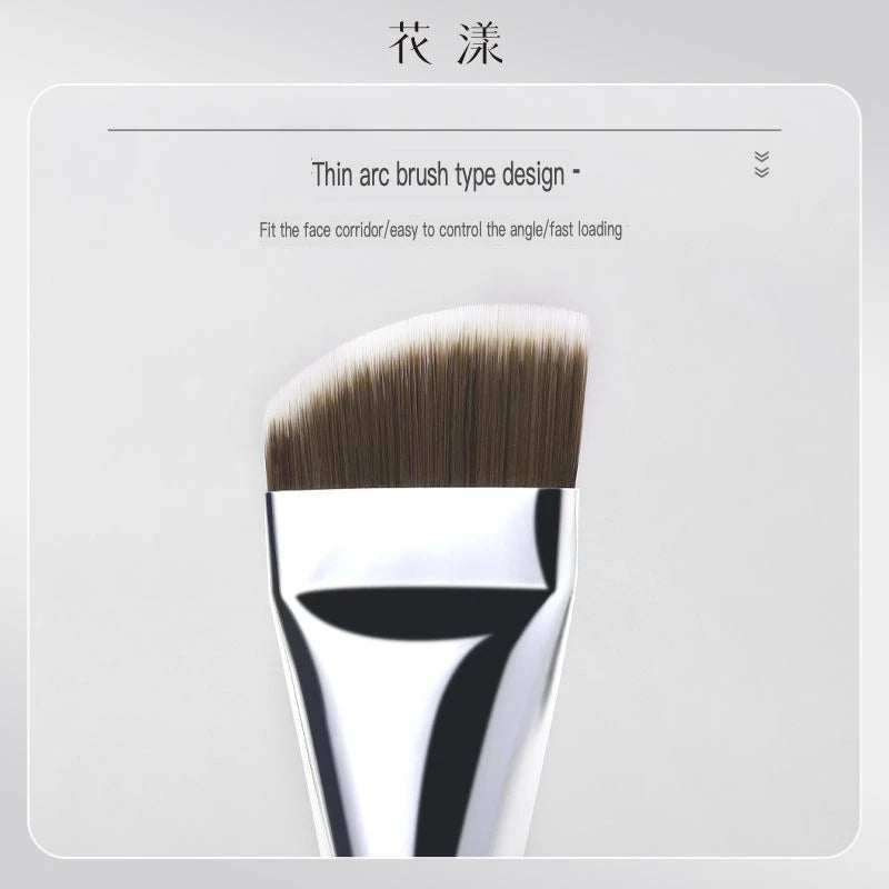 Double-Head Foundation Brush | Ultra-Thin Arc Fishtail Flat Head Foundation Brush QXL