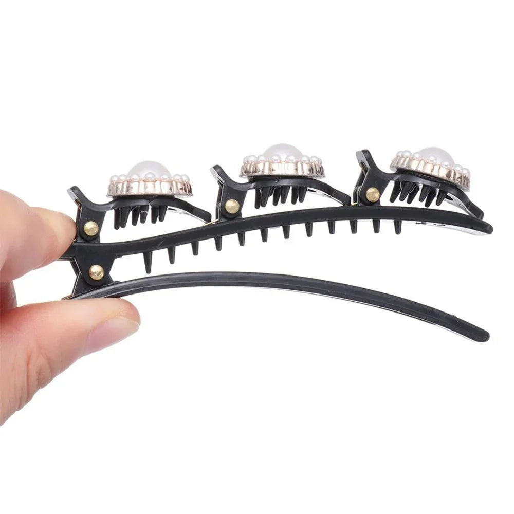 Korean Braided Rhinestone Hair Clip | Double Layer Hairpin Rhinestone Hair Clip QXL