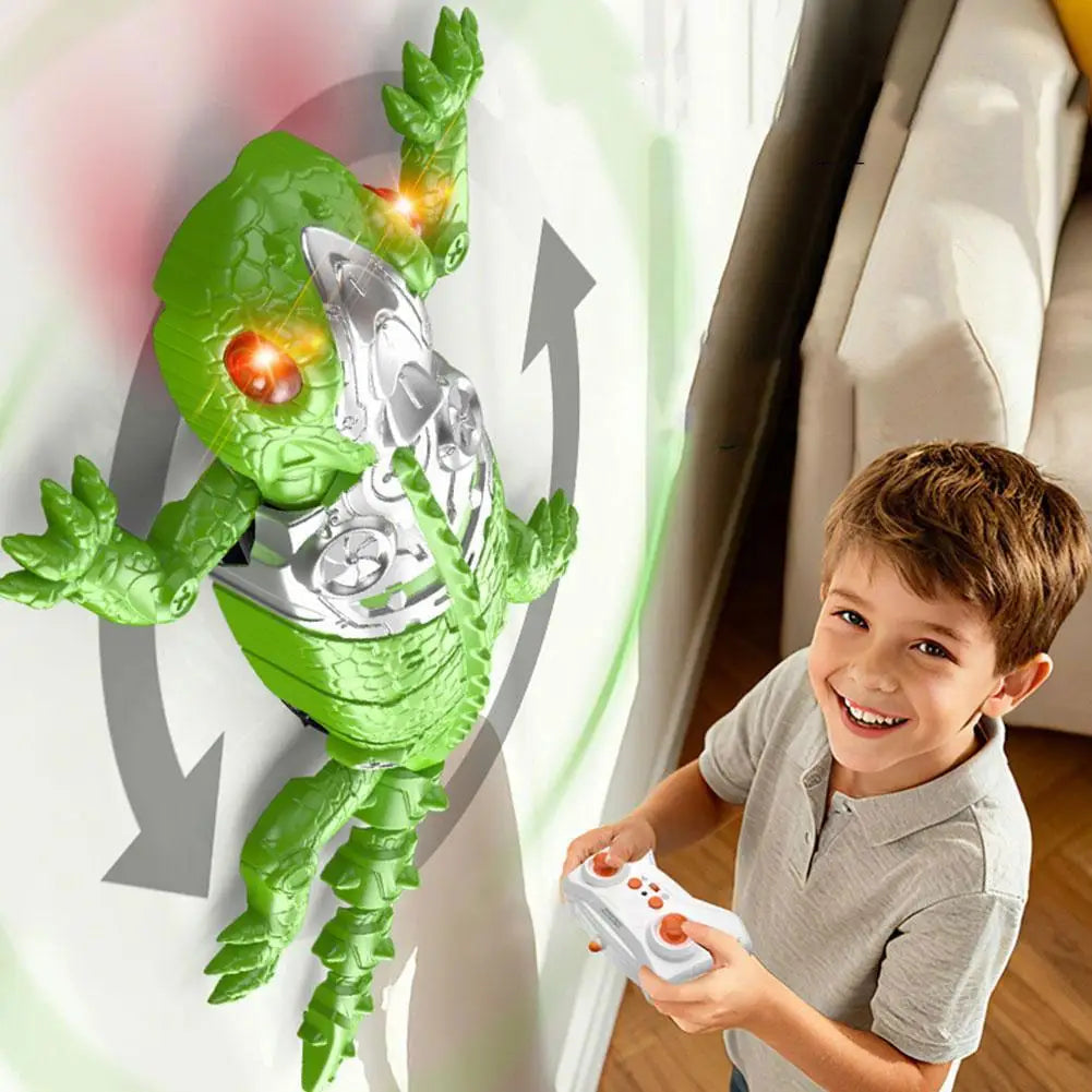 Wall Climbing RC Gecko Toy | LED Eyes & 360° Rotation RC Wall Climbing Toy QXL