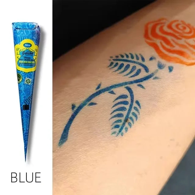 25g Natural Henna Paste Cone | Temporary Body Art Tattoo Henna Paste Cone QXL BLUE