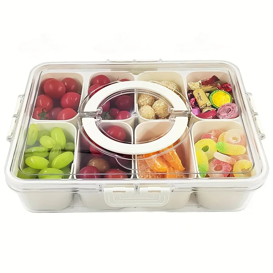 8-Grid Snack Box with Lid | Portable Charcuterie Organizer Food Storage Container QXL 6 White-3
