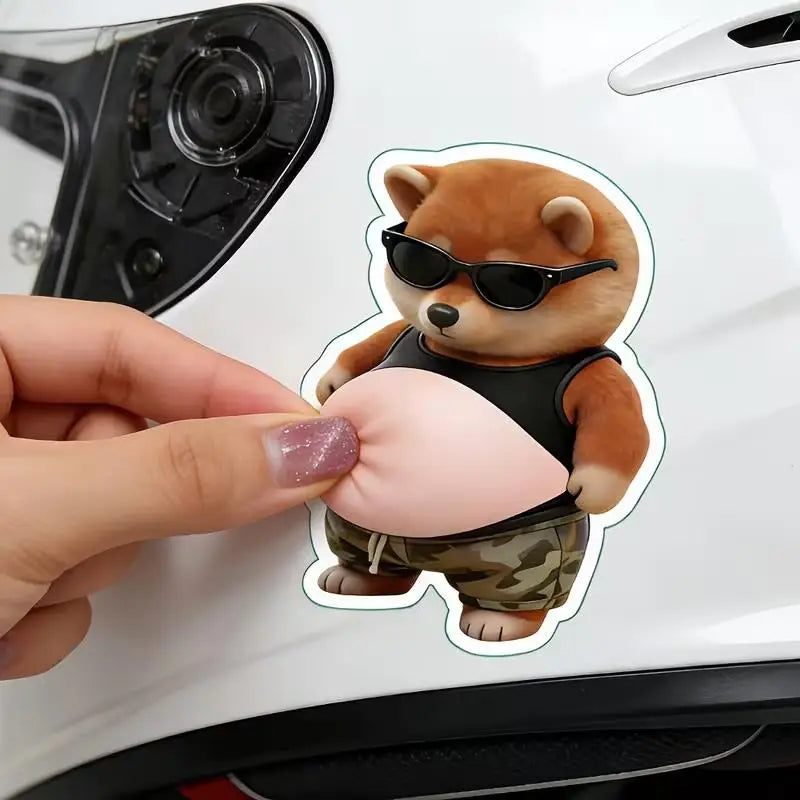 3D Puppy with Glasses Self-Adhesive Stickers | 2 or 4 Pack Decorative Stickers QXL