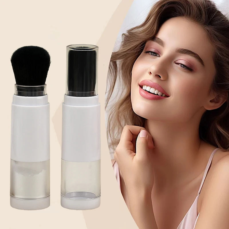 2-in-1 Travel Powder Brush with Refillable Loose Powder Case Travel Powder Brush QXL