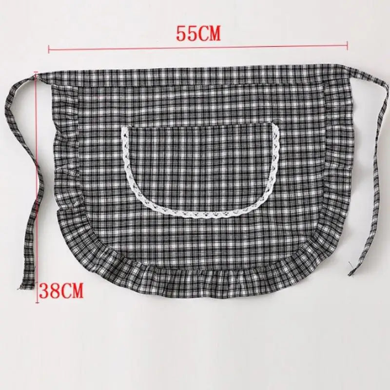 Cotton Square Check Half Waist Apron | Stain Resistant Kitchen Apron QXL