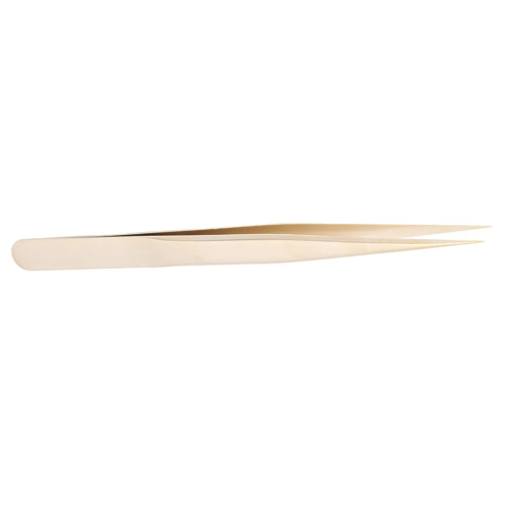 Gold Precision Tweezers | Fine Point Steel Nail & Lash Tool Precision Tweezers QXL