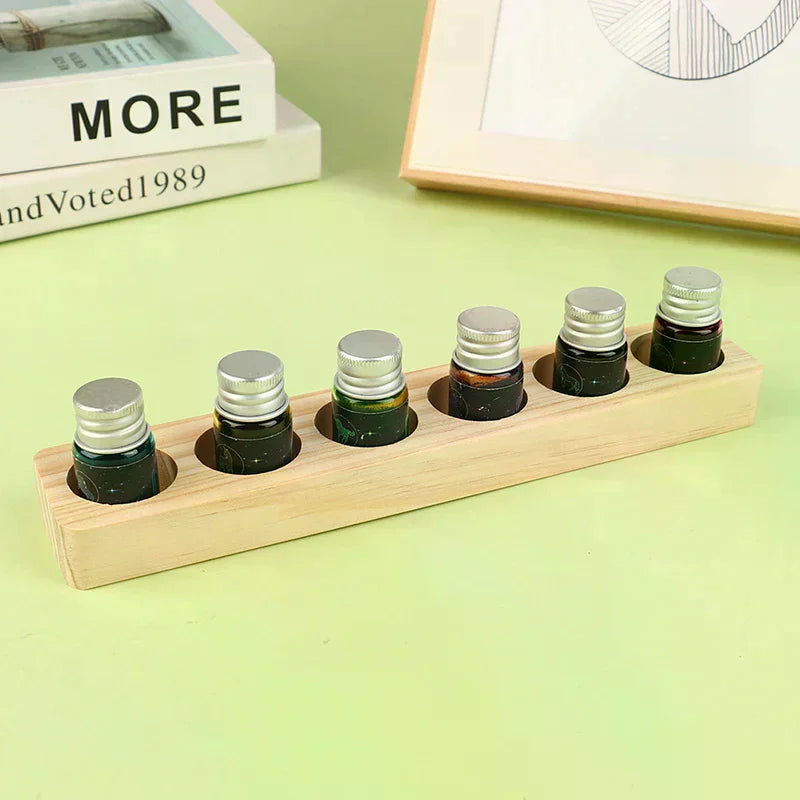 6-Hole Wooden Essential Oil Holder & Display Rack | YOVIP Essential Oil Rack QXL