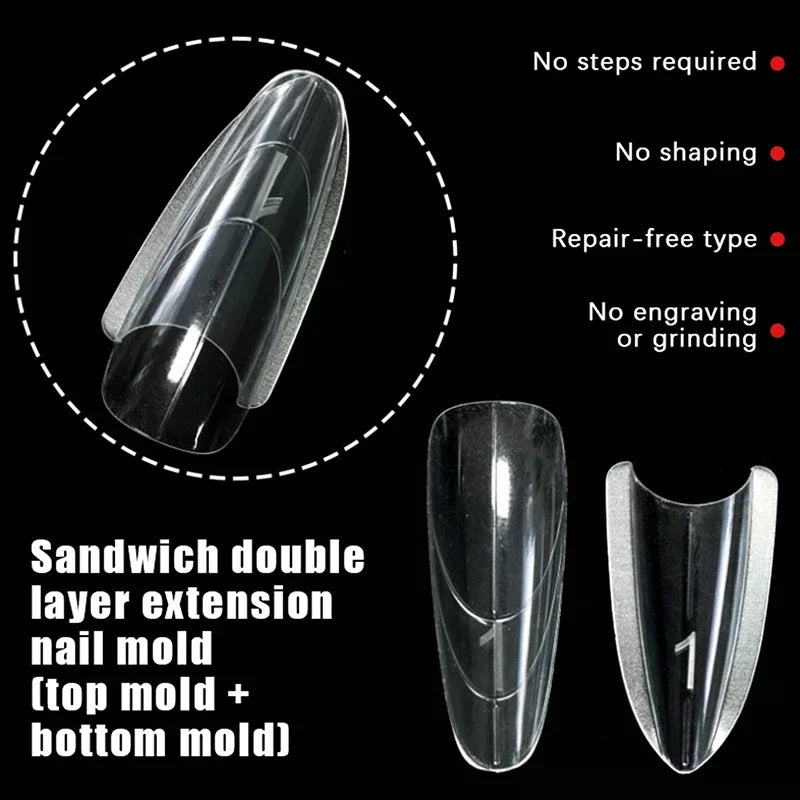 240-Pc Sandwich Dual Nail Forms | 15 Sizes Coffin & Almond Dual Nail Forms QXL
