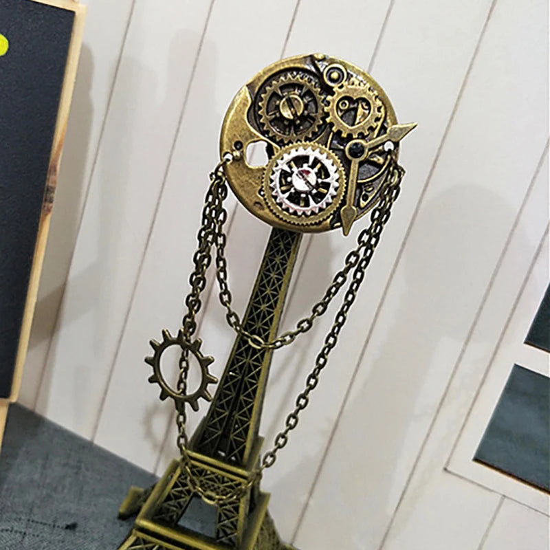 Retro Steampunk Gear Brooch & Tassel Chain Lapel Pin | Alloy Brooch Lapel Pin QXL