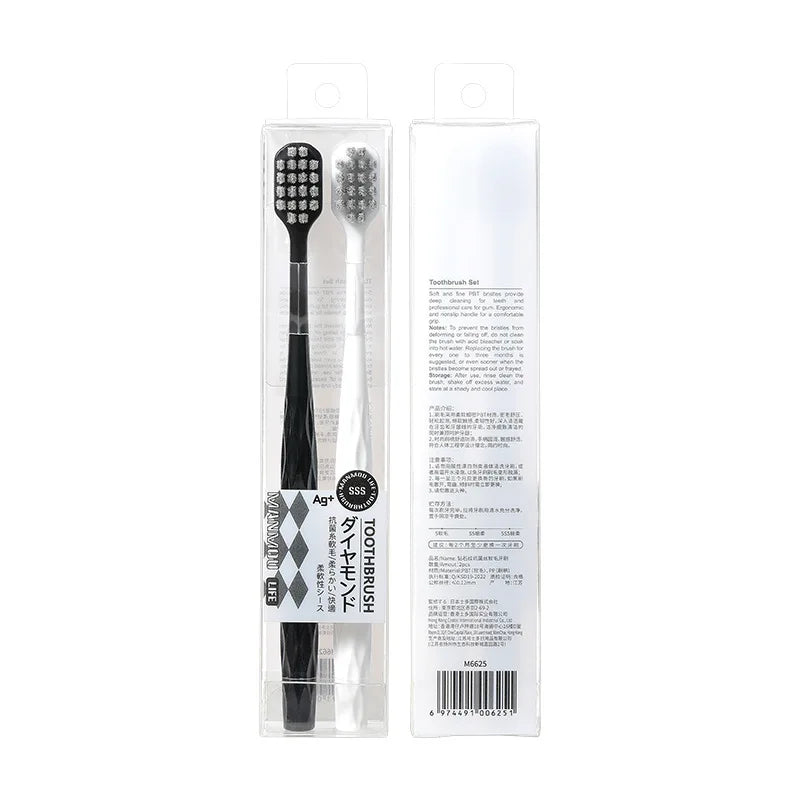 2-Pack Antibacterial Wide Head Soft Bristle Toothbrushes Manual Toothbrush Set QXL