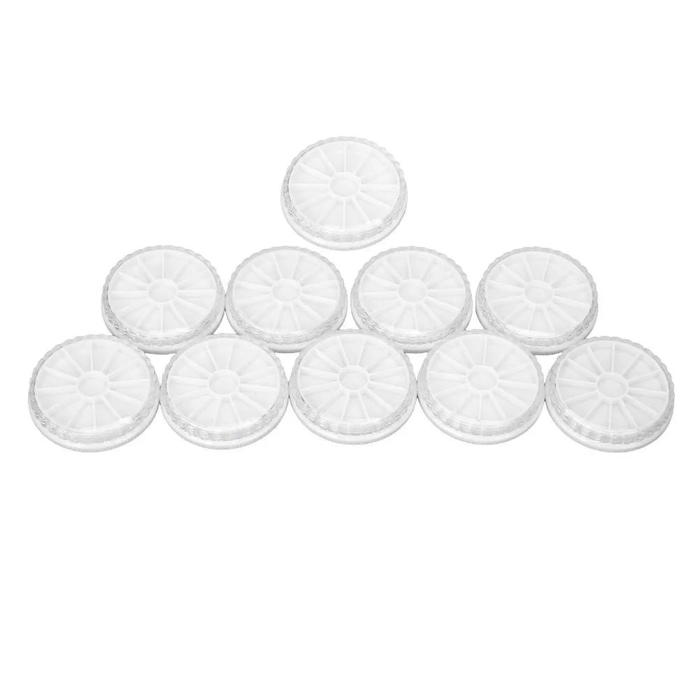 10-Pack Round Nail Art Storage Box | 12-Compartment Rhinestone Nail Art Storage Box QXL