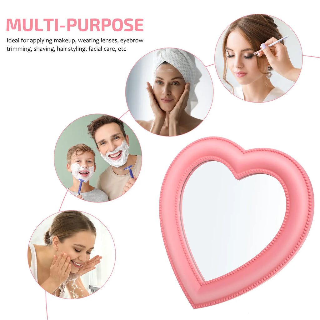 Heart Shape Makeup Mirror | Desktop & Wall-Mounted Vanity Vanity Makeup Mirror QXL