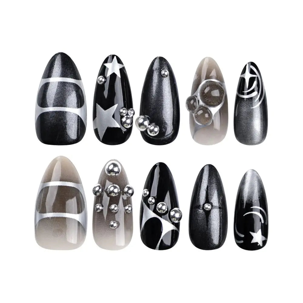 Long Almond Press-On Nails | 3D Bow Heart Y2K French Tips 24pc Press-On Nail Tips QXL