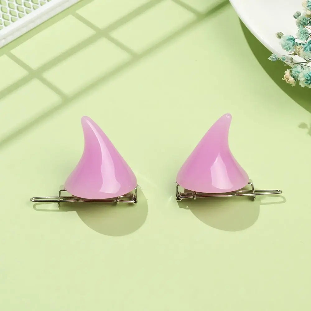 2-Pack Gothic Demon Horn Hair Clips | Halloween Cosplay Pins Gothic Hair Clips QXL