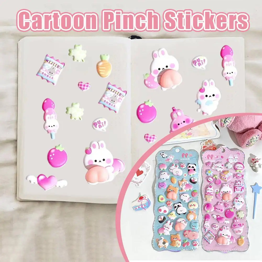3D Kawaii Bunny Stickers | Squishy PVC DIY Decals for Crafts Kawaii Craft Stickers QXL