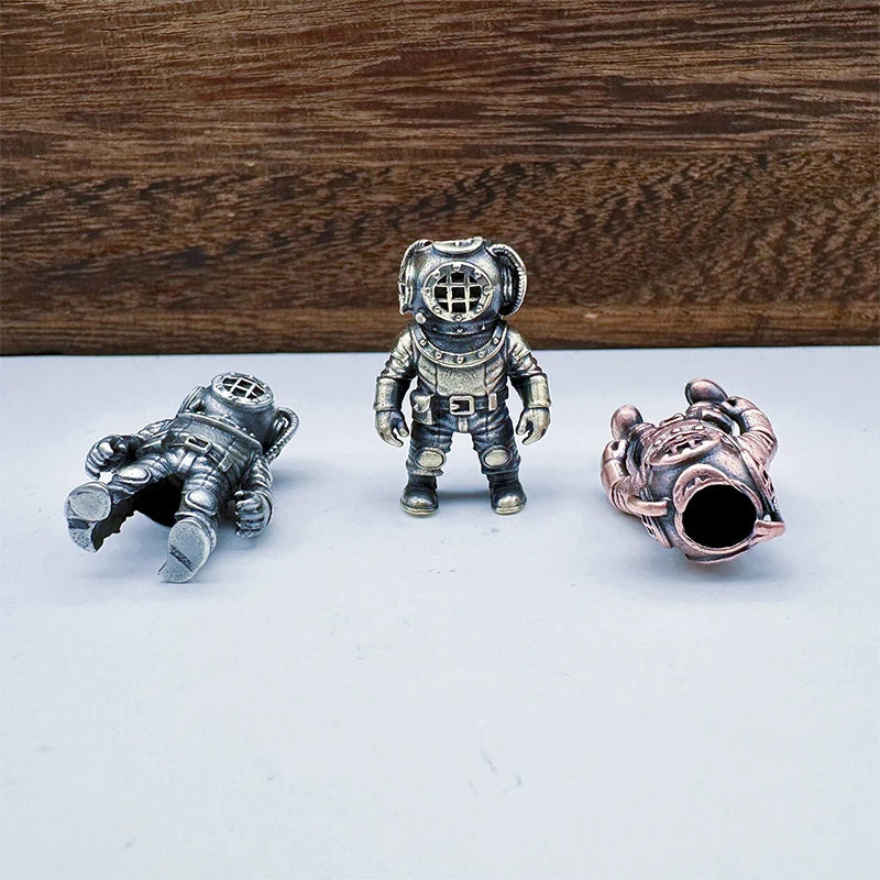 Brass Diver Figurine Bead | EDC Lanyard & Bracelet Charm Brass Figurine Charm QXL