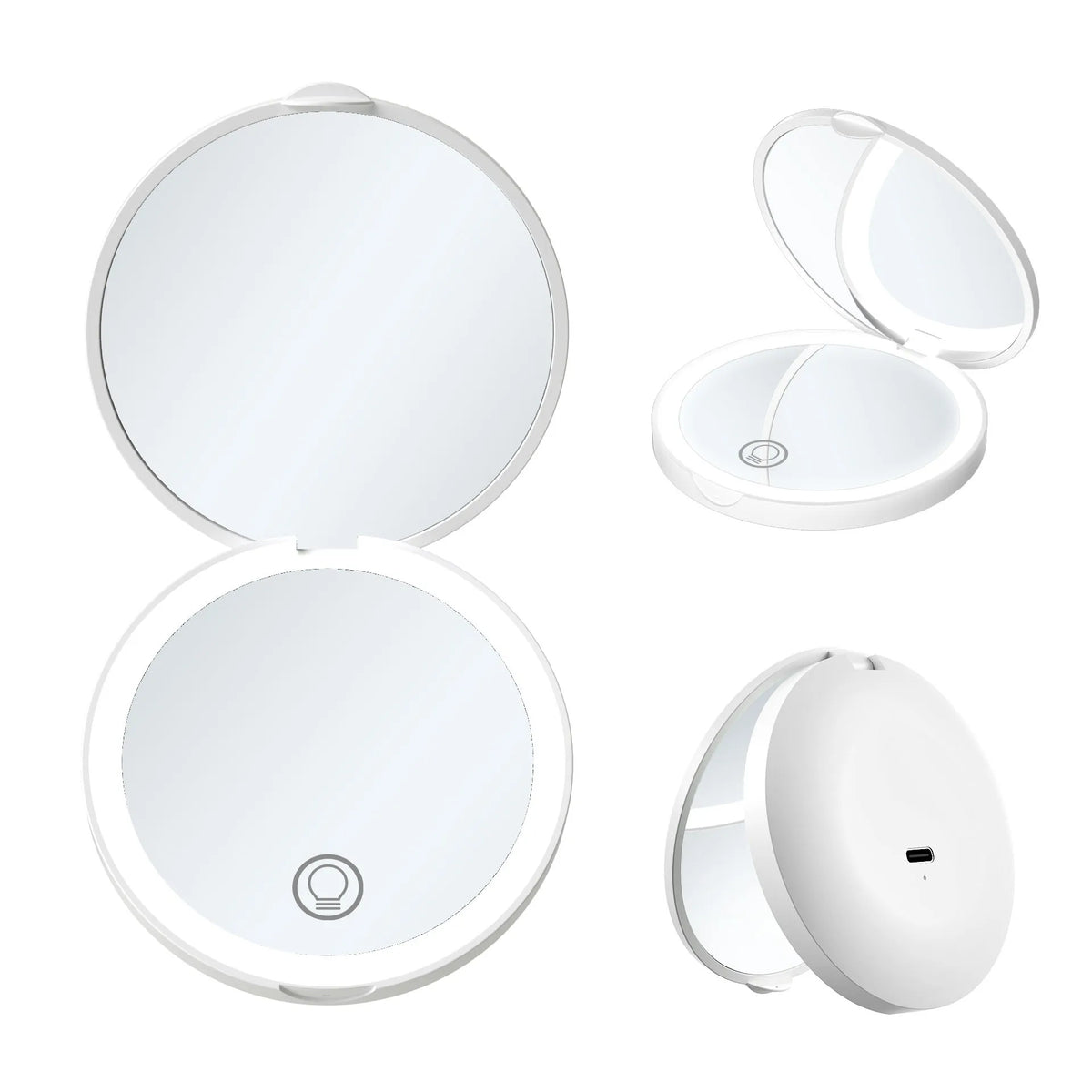 LED Lighted Compact Travel Mirror | 2X/1X Magnifying Pocket Mirror Lighted Compact Mirror QXL